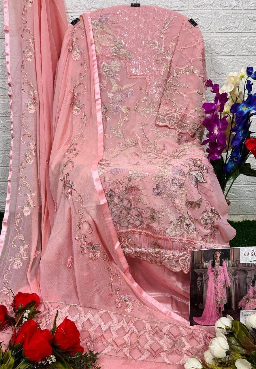 Zarqash Z 3024 Georgette Wholesale Pakistani Salwar Suit Catalog — Wholesale Pakistani Suits, MPA wholesale from Surat - Gallery Image 5
